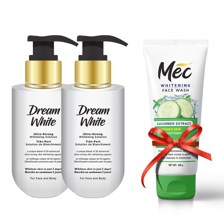 Free Mec Cucumber Extract Face Wash 100gm With (Pack Of 2) Dream White Ultra-Strong Whitening Solution For Face & Body 100ml