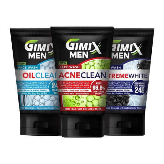 Gimix Men Oil Clear, Acne Clean & Extreme White Face Wash 100ml (Pack Of 3)