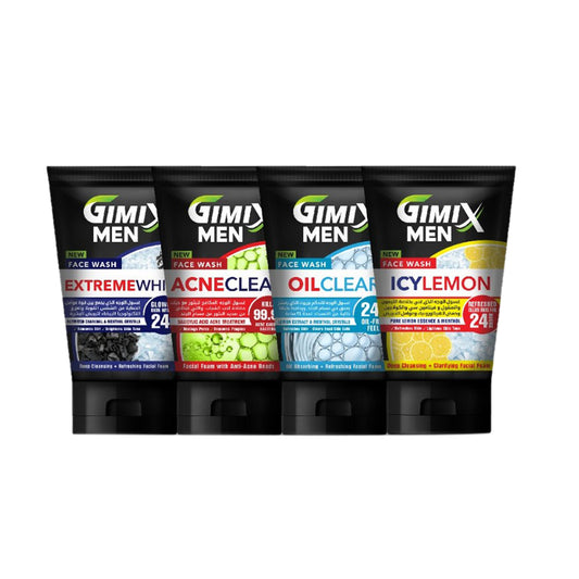 Gimix Men Oil Clear, Acne Clean, Icy Lemon & Extreme White Face Washes (Pack Of 4) 100ml
