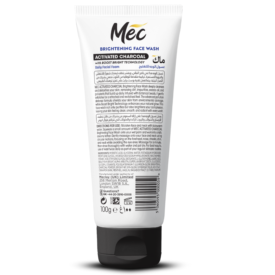 Mec Brightening Activated Charcoal Face Wash 100gm