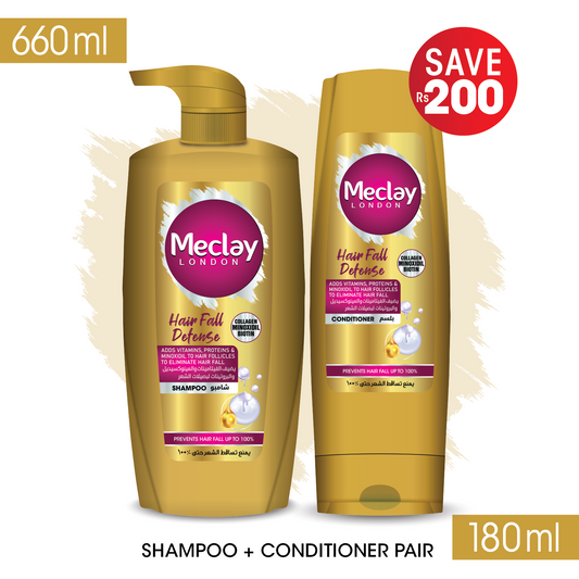 Meclay London Hair Fall Defense Shampoo 660ml + Conditioner Pair Box (Save Rupees 200)