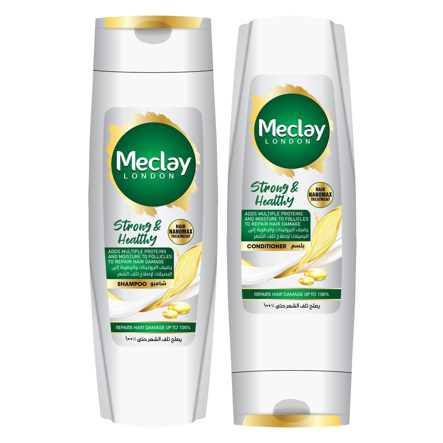 Meclay London Strong & Healthy Shampoo 185ml + Conditioner 180ml Pair Box
