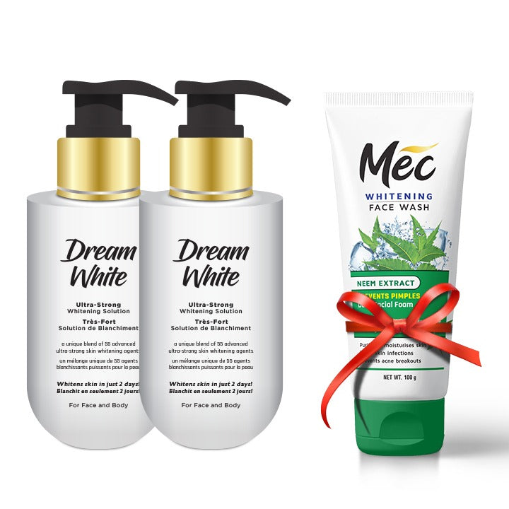Neem Extract White Face Wash 100gm With (Pack Of 2) Dream White Ultra-Strong Whitening Solution For Face & Body 100ml
