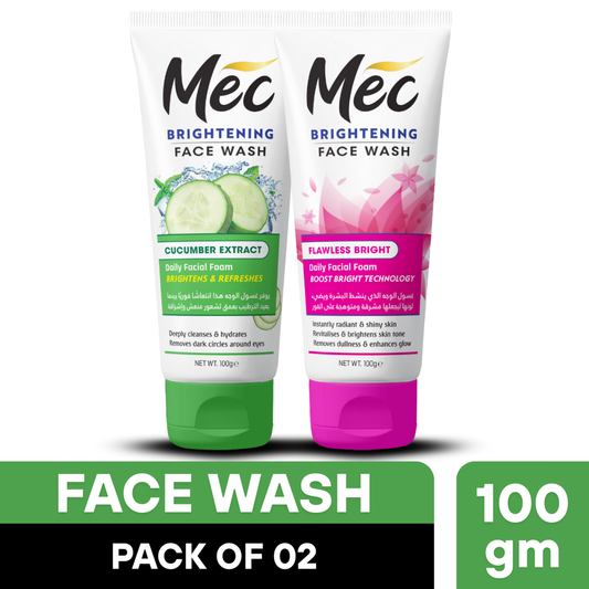Mec Brightening Cucumber Extract & Flawless Bright Face Wash (Pack of 2)