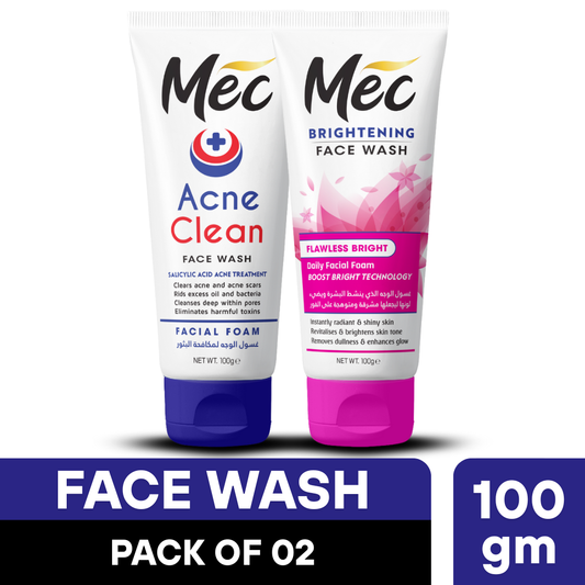 Mec  Brightening Acne Clean & Flawless Bright Face Wash 100gm (Pack Of 2)