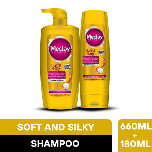 Meclay London Soft & Silky Shampoo 660ml + Conditioner Pair Box (Save Rupees 200)