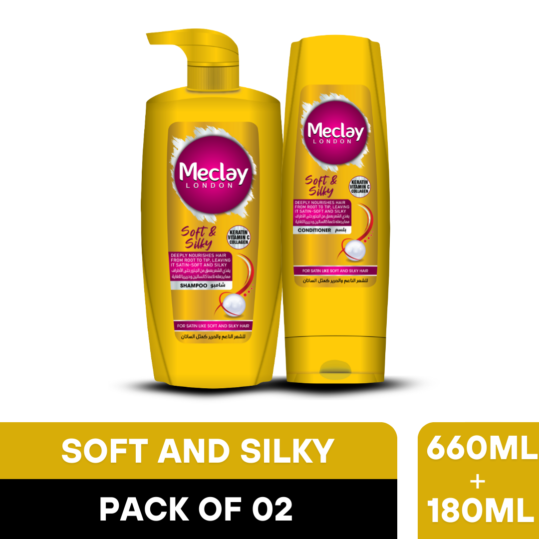 Meclay London Soft & Silky Shampoo 660ml + Conditioner Pair Box (Save Rupees 200)