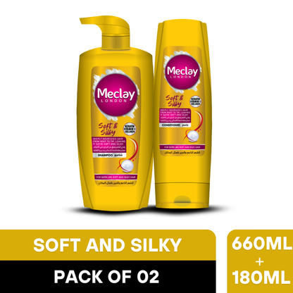 Meclay London Soft & Silky Shampoo 660ml + Conditioner Pair Box (Save Rupees 200)