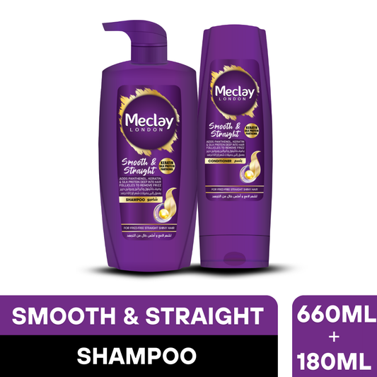 Meclay London Smooth & Straight Shampoo 660ml + Conditioner Pair Box (Save Rupees 200)