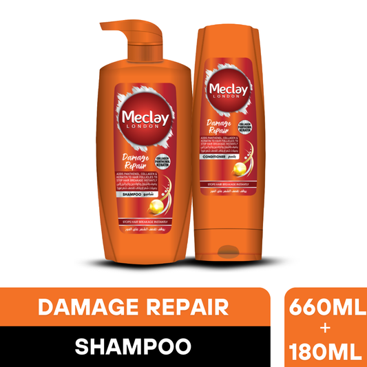 Meclay London Damage Repair Shampoo 660ml + Conditioner Pair Box (Save Rupees 200)