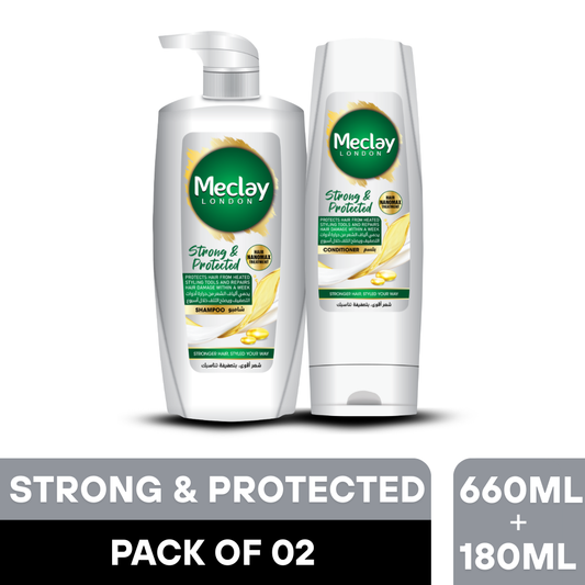 Meclay London Strong & Protected Shampoo 660ml + Conditioner Pair Box (Save Rupees 200)
