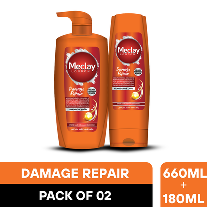 Meclay London Damage Repair Shampoo 660ml + Conditioner Pair Box (Save Rupees 200)