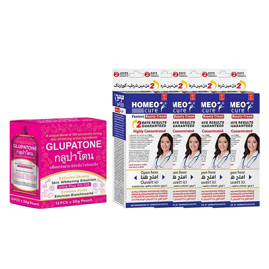 Glupatone Extreme Strong Emulsion (Pack of 12) 50ml, With Homeo Cure Beauty Cream (Pack Of 24)