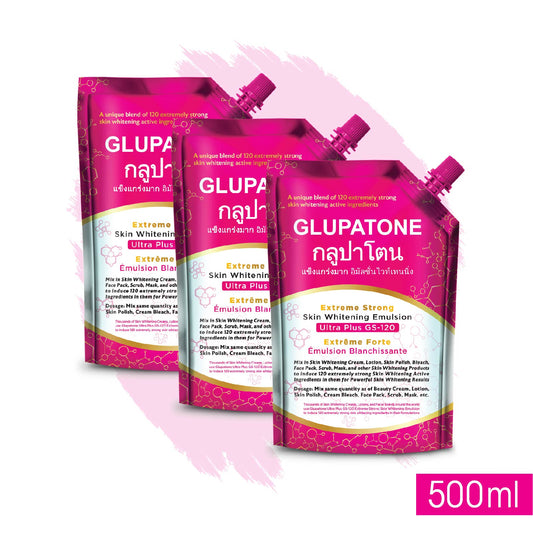 Glupatone Extreme Strong Whitening Emulsion Ultra Plus GS-120 For Face & Body 500ml (Pack Of 3)